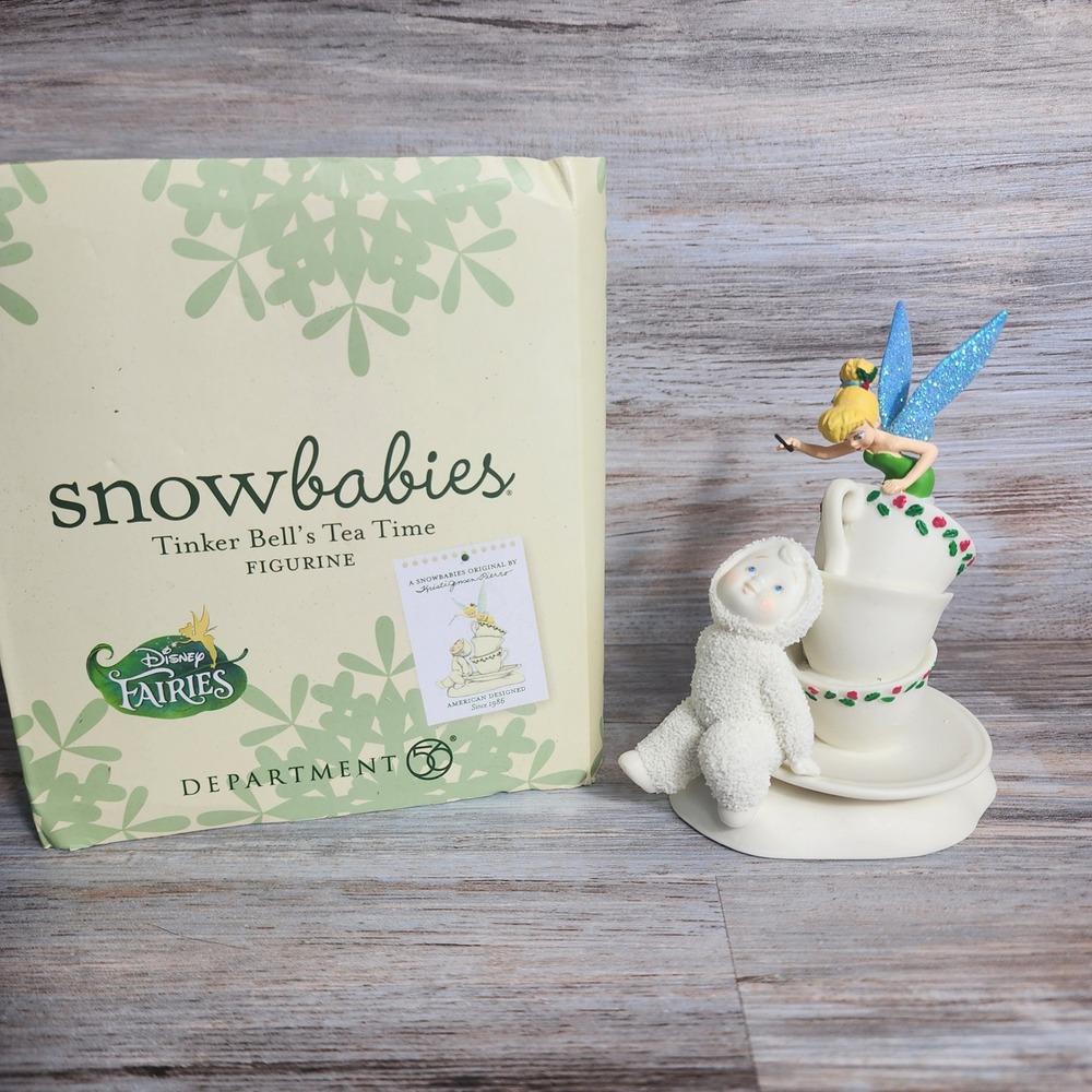 Dept 56 Snowbabies Tinker‎ Bell's Tea Time Disney Fairies Figurine 4027475 Box